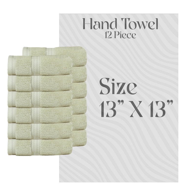 Elegance Essentials 550GSM 100% Cotton Zero Twist Super Absorbent Wash Cloth (Set of 12) - 13"x13", Green