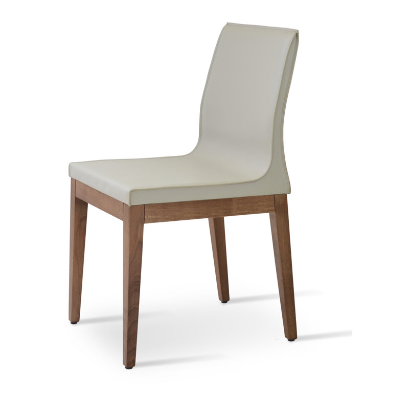 Polo Wood Side Chair, Grey Faux Leather, Walnut