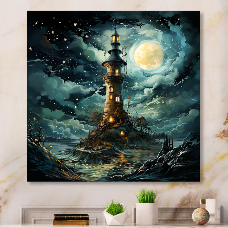 Fantasy Wizards Tower I - Art mural fantastique en métal, H 16 po x l 16 po