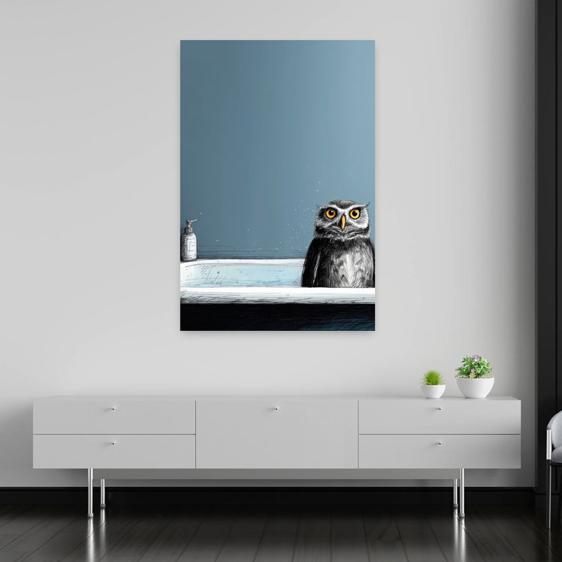 Chouette dans un bain contemporain, H 60 po x l 40 po