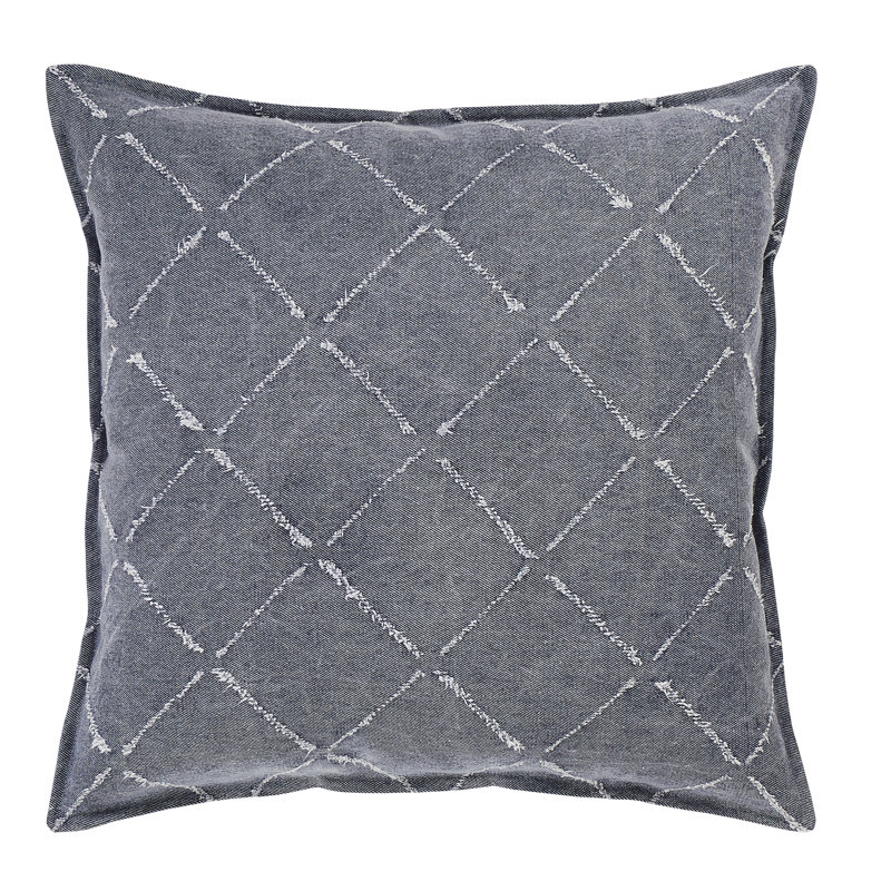 Housse de coussin en coton avec plumes, Bleu