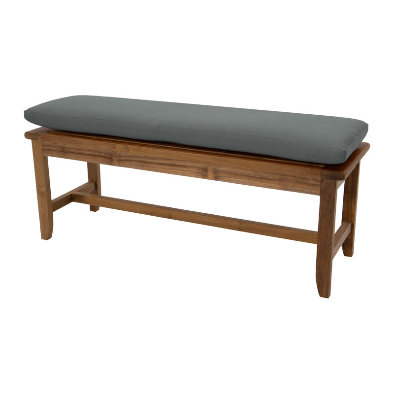Jamshida Outdoor Teak Bench, Charcoal, 18" H x 50" W x 50" D