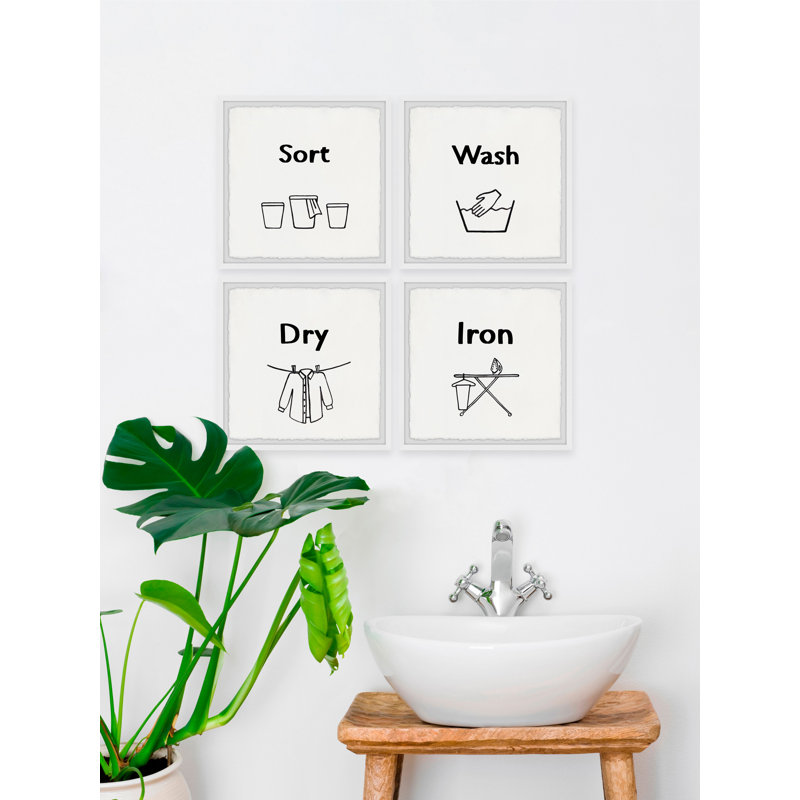 Concetta Hand-Wash Clothes by Marmont Hill - 4 Piece Single Picture Frame Print, 61cm H x 61cm W x 3.81cm D