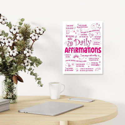 "Daily Affirmations", décoration murale pour filles, impression quotidienne sur toile, impression de toile