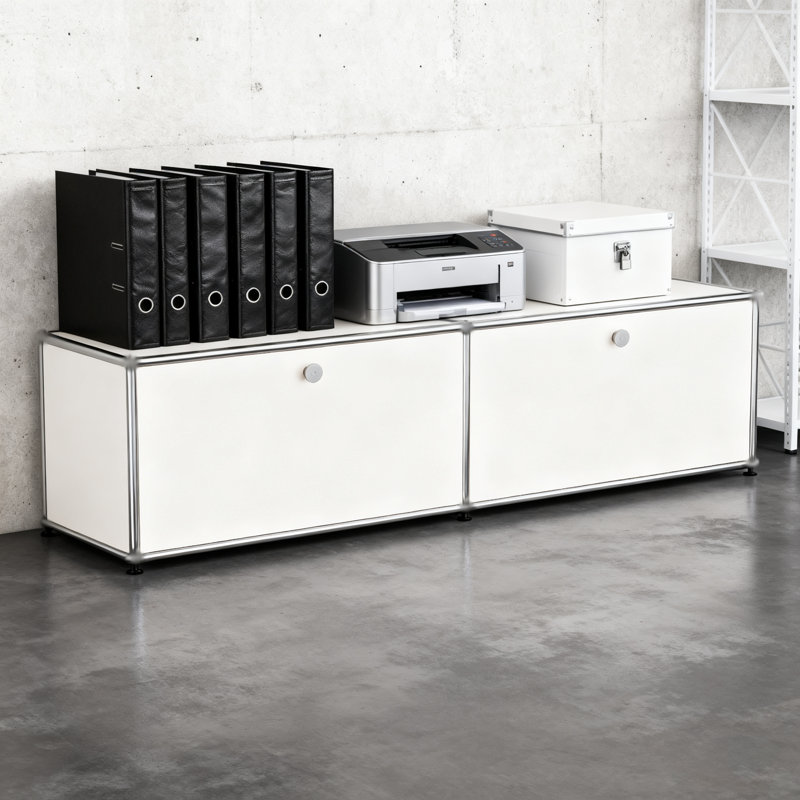Modular Metal Storage Cabinet With Adjustable Shelves, White