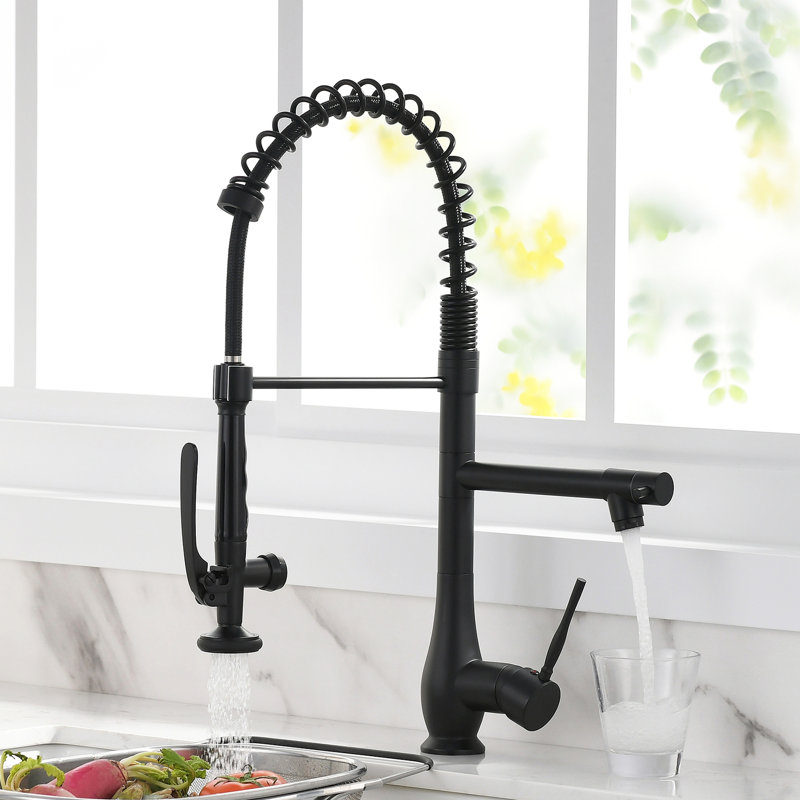 High-Performance Kitchen Sink Pull Down Faucet - Black, Single Handle, Ceramic Filler, Productive Advanced Pull-Down Modern Features, Innovative