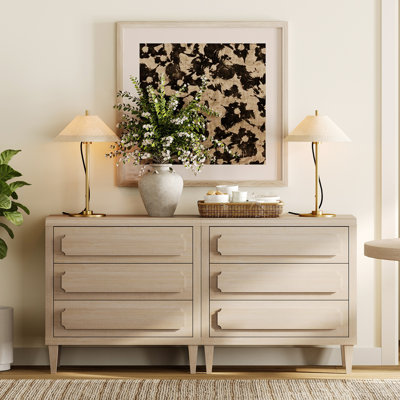  63" Mid-Century Modern Buffet Cabinet with Embossed Storage Drawers for Kitchen, Dinning Room