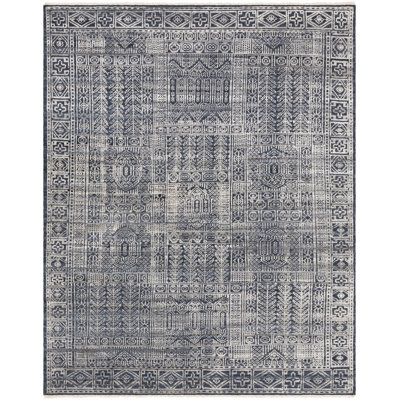 Indrakumar Traditional Dark Blue/Ink/Silver Grey Area Rug