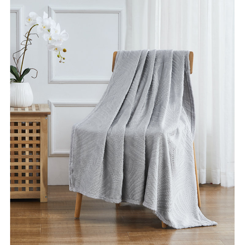  Jeté en molleton ultra doux et moelleux, Fougères argentées, 50 po x 70 po