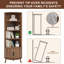 Étagère d'angle à 5 niveaux, bibliothèque d'angle de 67 po de hauteur, étagère d'angle autoportante en bois avec portes coulissantes et tablettes ouvertes, gain de place, armoire de rangement d'angle moderne pour le salon, la cuisine, le bureau (noyer)