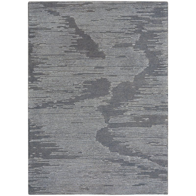 Abstract Area Rug in Blue/Ivory
