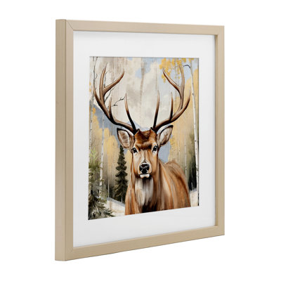 «Mountain Walk Elk Portrait», reproduction encadrée sous verre, conception de Kim Allen