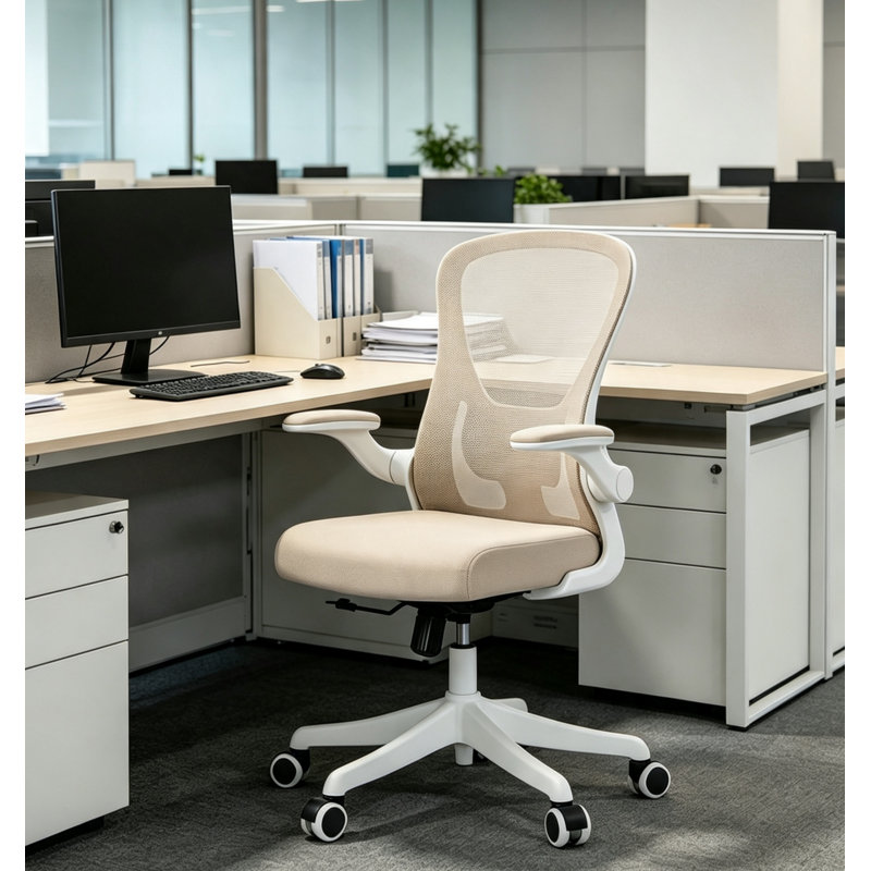 Task Chair, White/Khaki