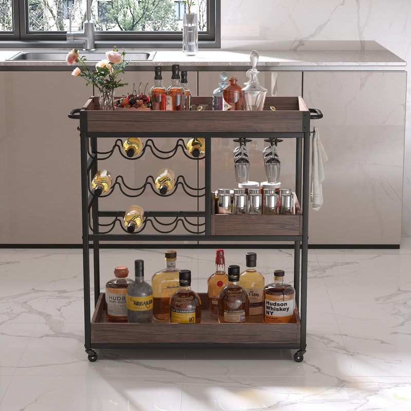 Îlot de cuisine avec tablettes et roues verrouillables