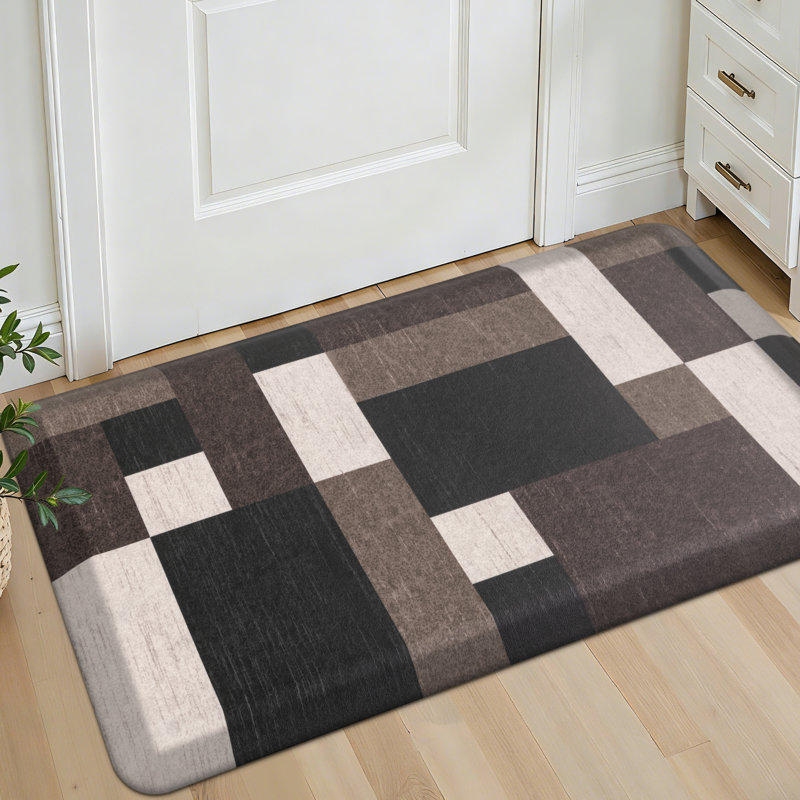 Tapis de cuisine antidérapant, Runner 20"Wx39"Lx0.79"H, White/Black/Dark Brown