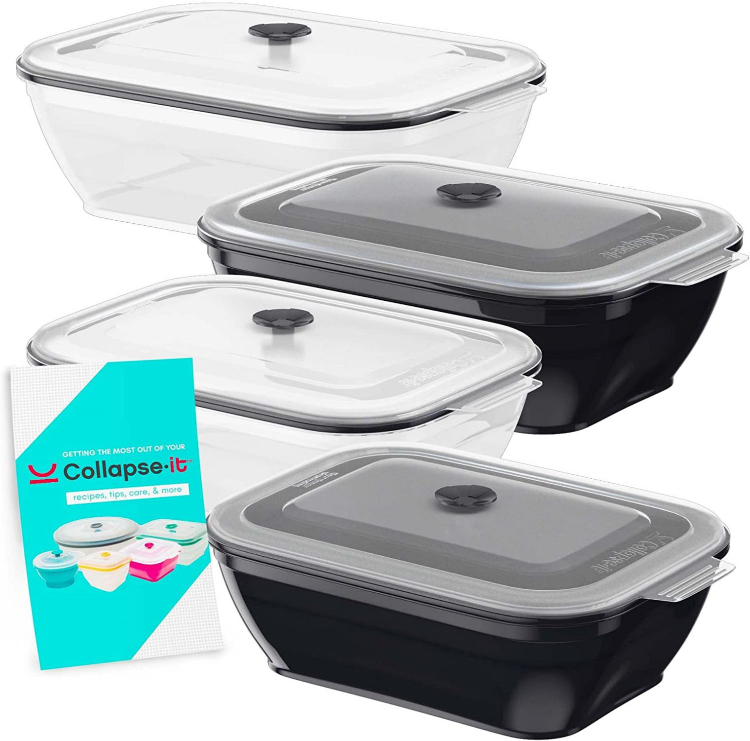 Collapse-it Silicone Food Storage Containers - BPA Free Airtight Silicone  Lids Collapsible Lunch Box Containers - Oven, Microwave, & Freezer Safe