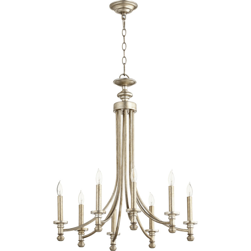 Lustree 8 lumières façon bougie/classique Herman, Feuille argentée vieillie