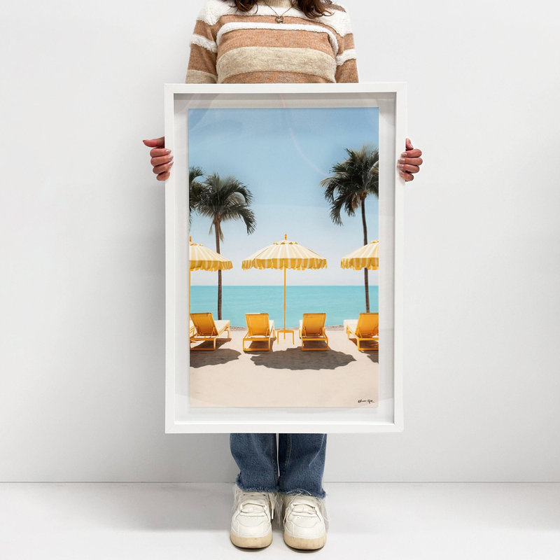Yellow Spring Lounging Set of 2 Shadowbox Floating by Oliver Gal, 16.5" H x 11.5" W, White
