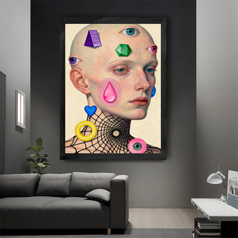 Reproduction d'art encadré noir rétro, H 11 po x l 9 po