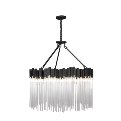 Matrix Chandelier - 30"D x 30"W x 31"H - Matte Black/French Gold