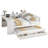 Full Daybed with Trundle & Desk, Wood Platform Bed with Storage Drawers & Shelves, No Box Spring, White-117496637-117496635