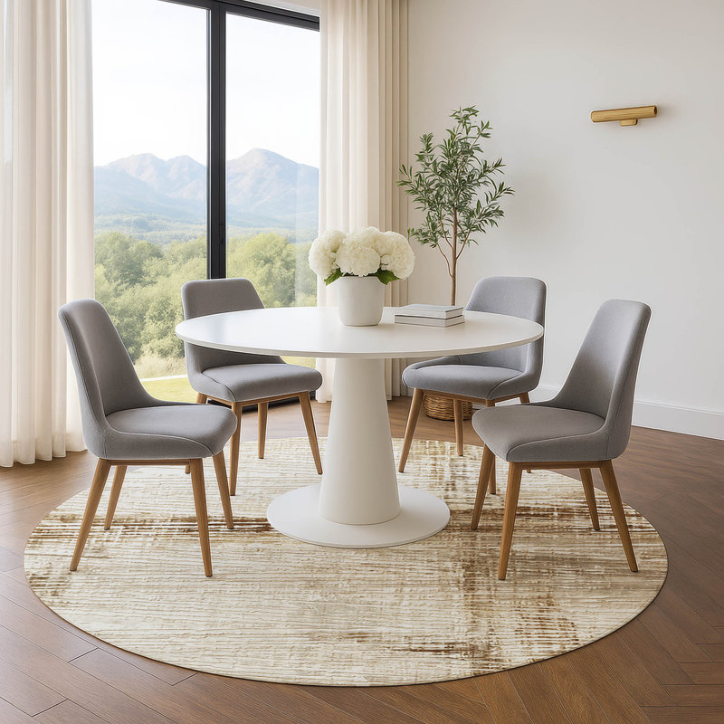 Premium Machine Washable Pirtle Stripes Rug, Round 8'