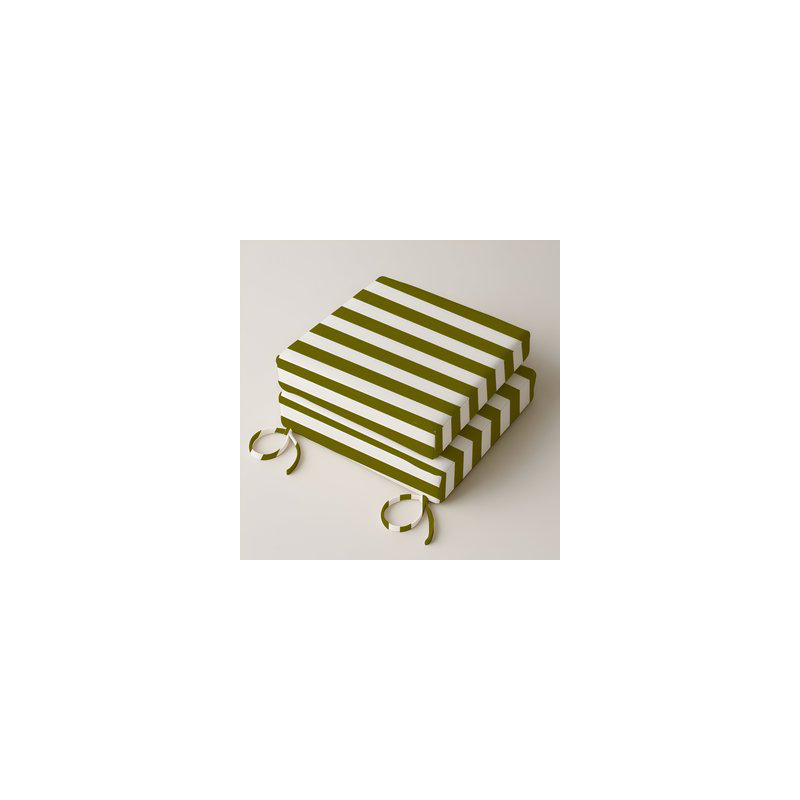 3" Deep Seat Cushion Stripe Border Frame - Water-Resistant, Sage, 19" W x 19" D