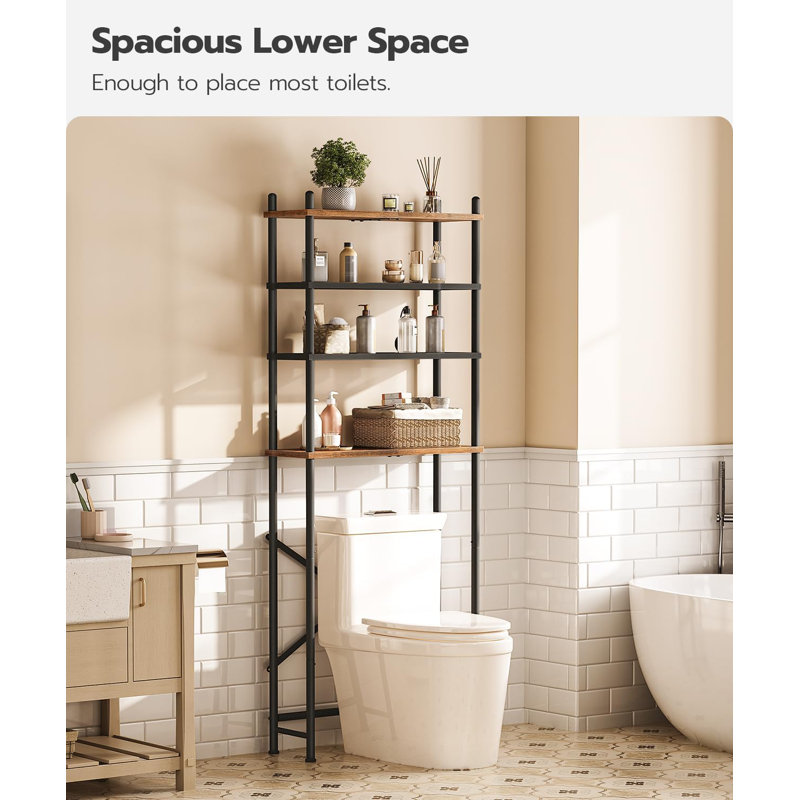 Over The Toilet Storage Shelf - 4-Tier Freestanding Bathroom Organizer With Adjustable Shelves And Feet, Space Saving Design For Toiletries And Essentials, Easy No-Tool Assembly