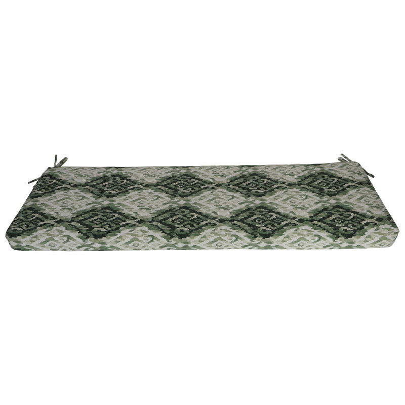 Outdoor Bench Cushion, Green/Lakat Mineral Abstract, 57" W x 19" D