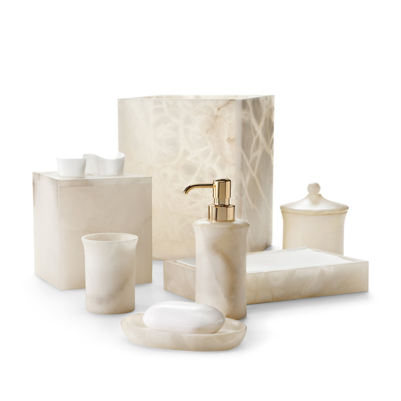 Récipient de rangement pour salle de bain Alisa, Ivoire