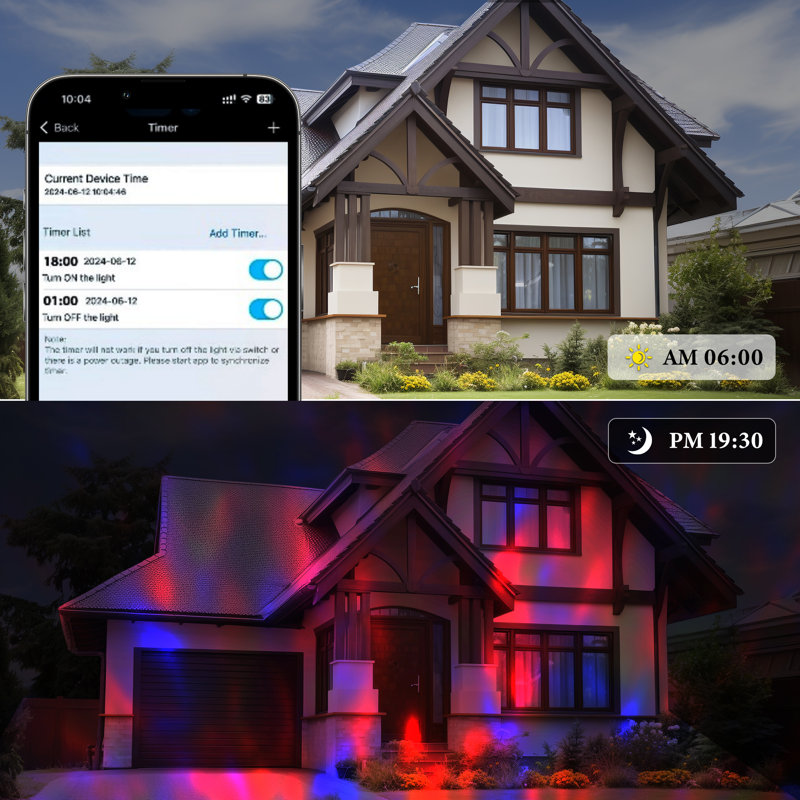 Water Wave Projector with APP & RF Control, IP65 Waterproof Smart Outdoor Lights, 1-100% Dimmable Colour Changing, Music Sync & Flame Effect for Pool Party, Ocean Ripple Landscape Lighting