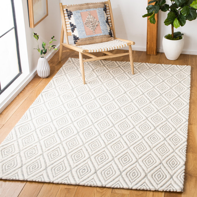 Karaline Hand Woven Wool And Cotton With Latex Oriental Rug, Rectangle 4' x 6'