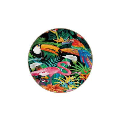 Forest Themed Botanical Animal Pattern Woven Base Decorative Machine Washable Rug