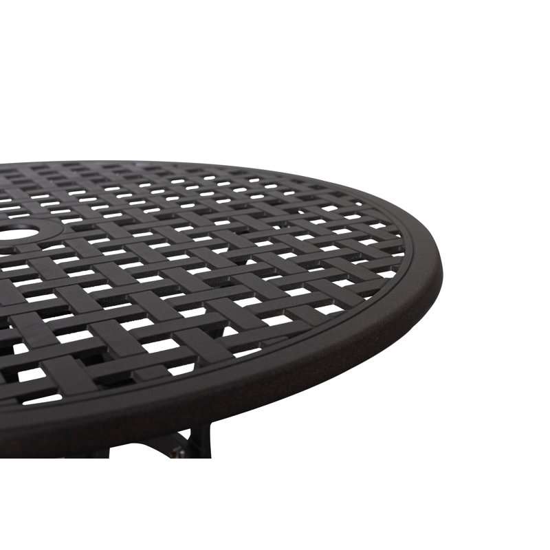 5-Piece Outdoor Patio Dining Set, 33 Inch Round Cast Aluminum Dining Table with 1.97" Umbrella Hole and 4 Cast Aluminum Chairs,  Brown with Gold Speckles