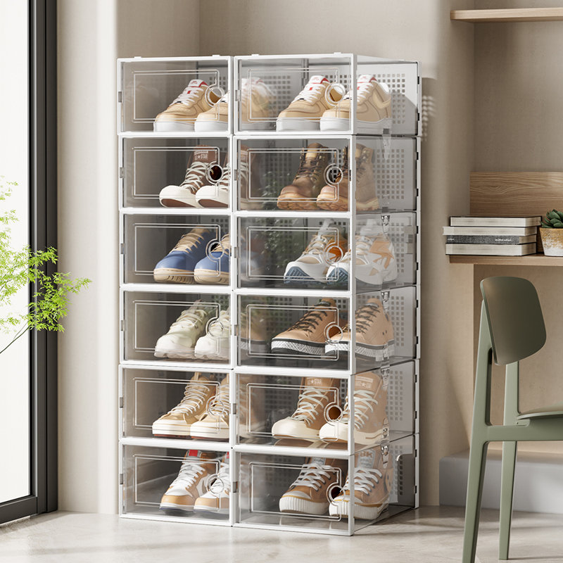 12 Pair Stackable Shoe Storage Cabinet