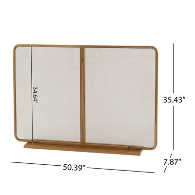 Pare-étincelles autoportant doré à deux panneaux, l 50 po x H 35 po, pare-étincelles en fer pour foyer intérieur
