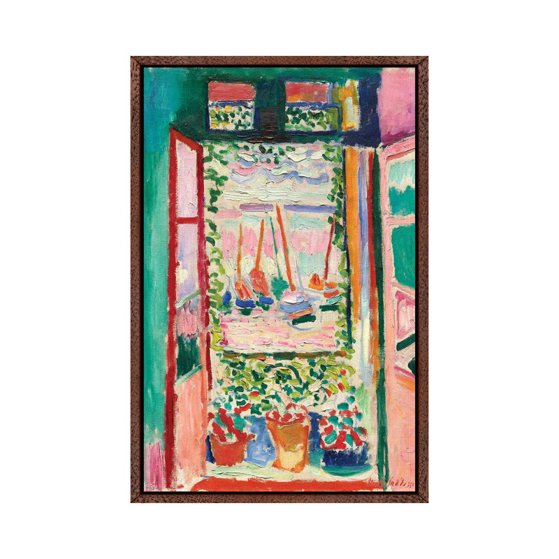 Open Window At Collioure (1905) by Henri Matisse - Painting on Canvas, Brown Framed Canvas