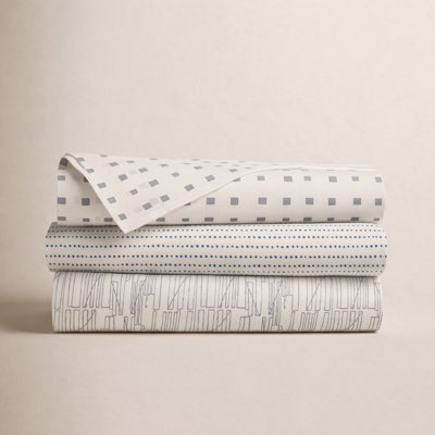 City Scene Radius Blue Cotton Percale Sheet Set