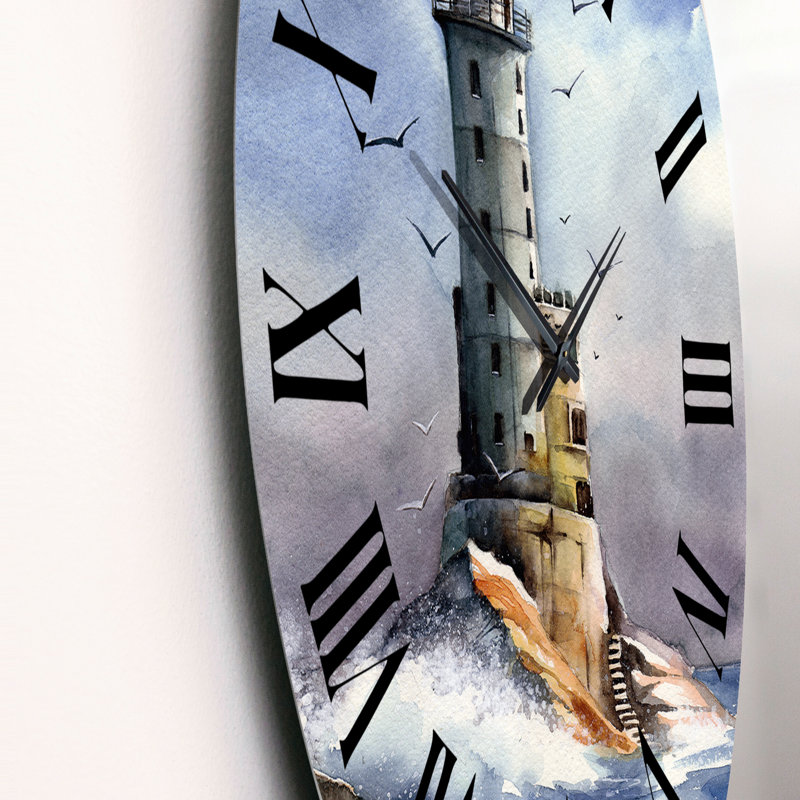 Phare Abandonné avec mouettes circulant - Horloge murale nautique et côtière, Petit
