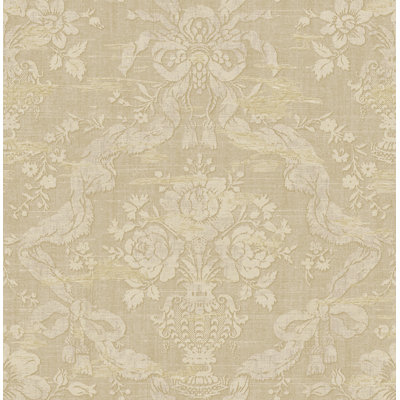 Papier peint damassé à motif floral Greige Roosa de Seabrook Designs