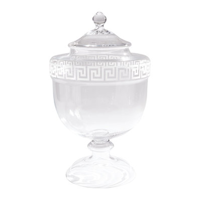 Greek Key Handmade Glass Jar