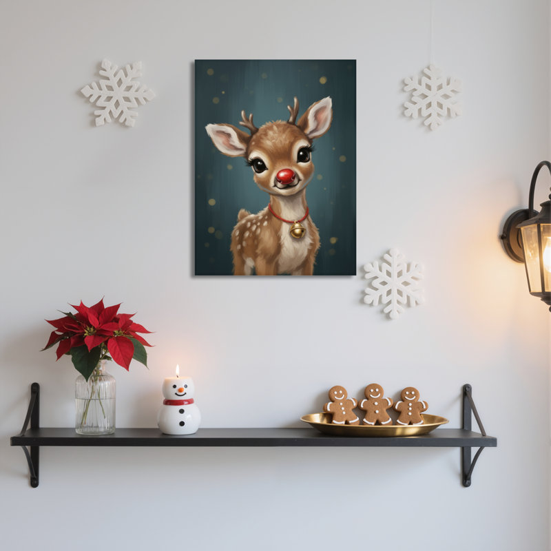 Art mural sur toile, Rudolph Deer, H 36 po x l 24 po