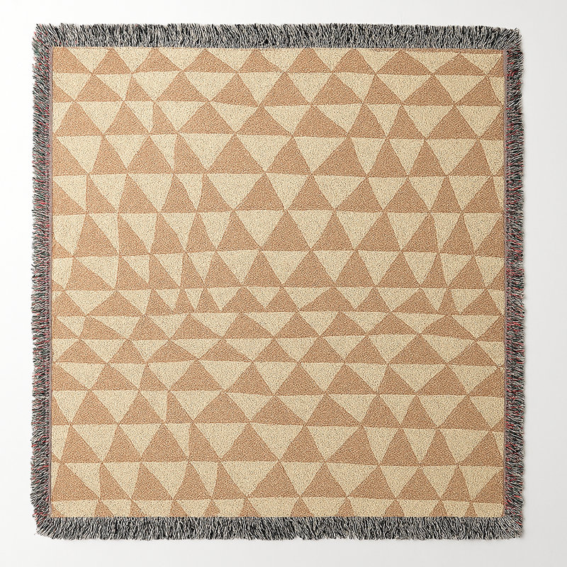 Jeté en coton Kelia, Jeté, Rouille / beige