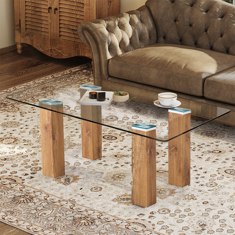 Jaquala Glass Top Single Coffee Table, 17" H x 45" L  x 21" W