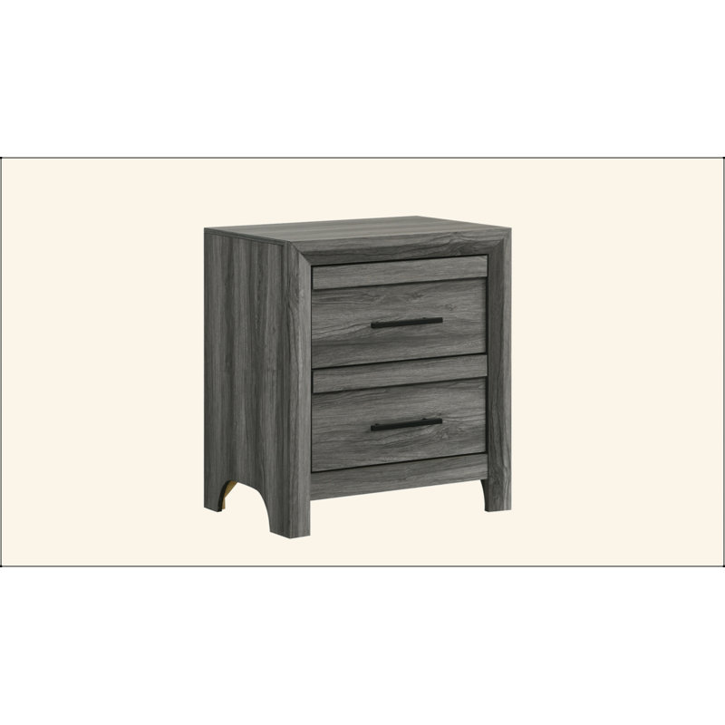 Modern Style 2-Drawer Night Stand Made With Wood In Gray