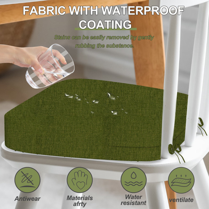 Indoor 2.5'' Thick Chair Cushions Waterproof For Dining Chairs, 6, Dark Green