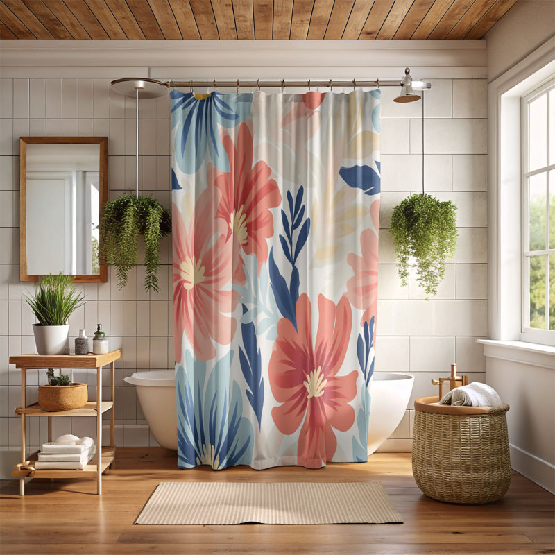 Rideau de douche 1 pièce Flower Revival, H 74 po x l 71 po
