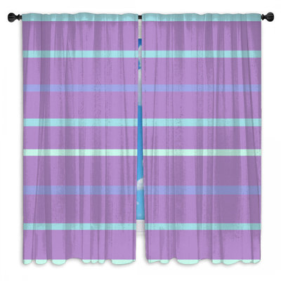 Purple Blue Striped Window Curtains Stripes Sheer & Room Darkening - 2 Panels