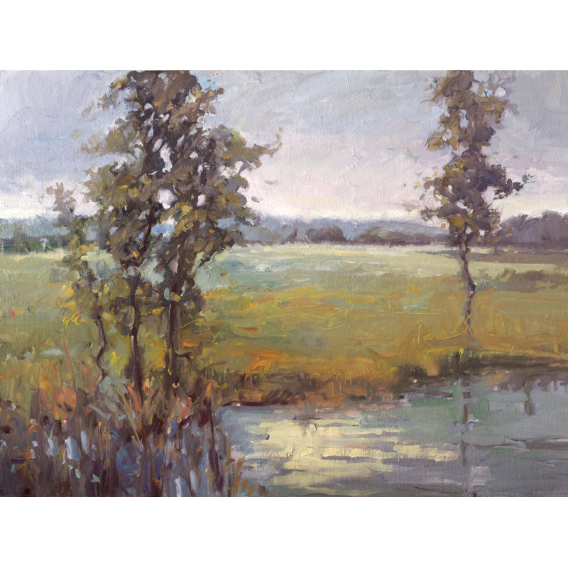 Morning On The Marsh Print, White Framed Canvas, 30" H x 40" W x 1.5" D
