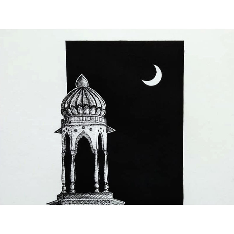 Magnifique minaret | Dessin au crayon | Peinture de Noharika Deogade